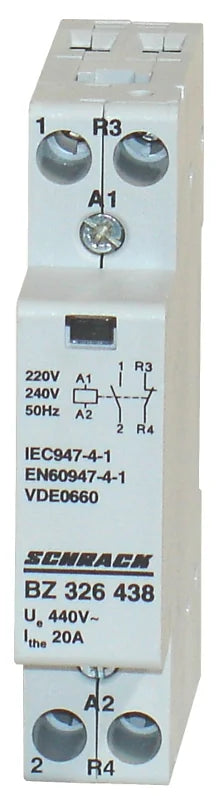 Installationsschütz 20A, 1S+1Ö, 230VAC 1TE