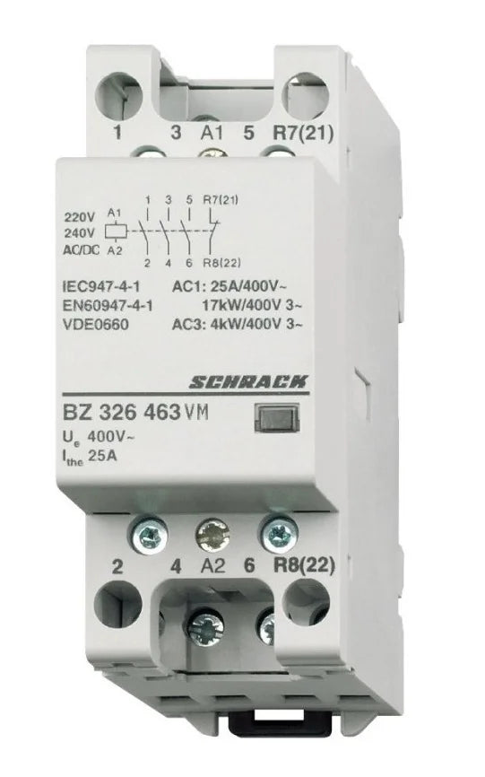 Installationsschütz 25A, 3S+1Ö,230VACDC 2TE