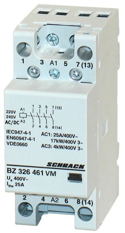 Installationsschütz 25A, 4S, 230VACDC 2TE