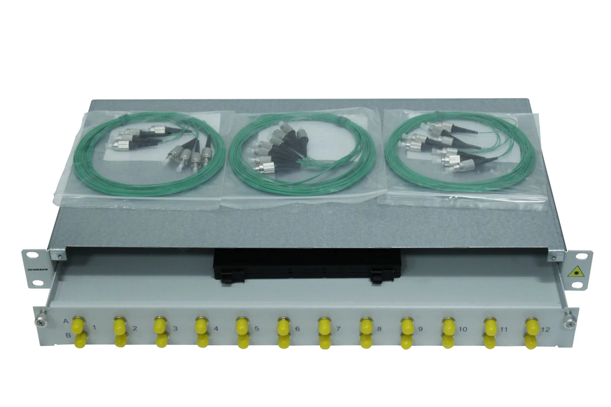 LWL Spleißbox, 16Fasern, FC, 9/125µm OS2, 19", 1HE