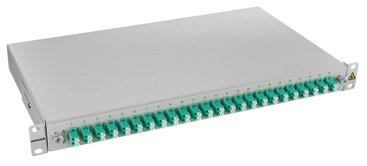 LWL Spleißbox, 48Fasern, LC 50/125µm OM3, 19", 1HE, Klasse C