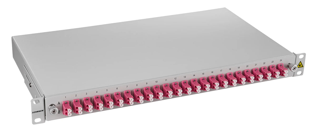 LWL Spleißbox, 48Fasern, LC 50/125µm OM4, 19", 1HE, Klasse C