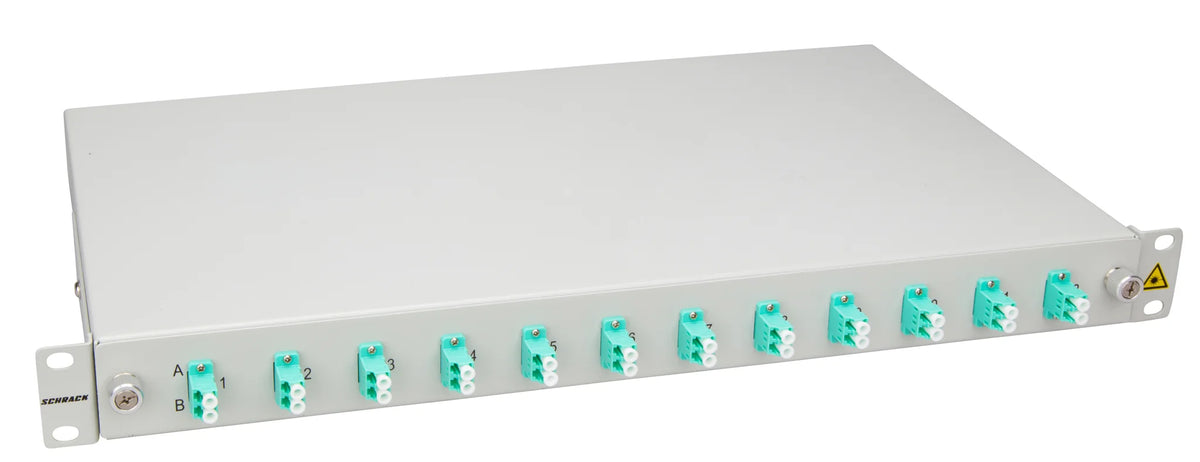 LWL Spleißbox, 4Fasern, LC 50/125µm OM3, 19", 1HE, Klasse C