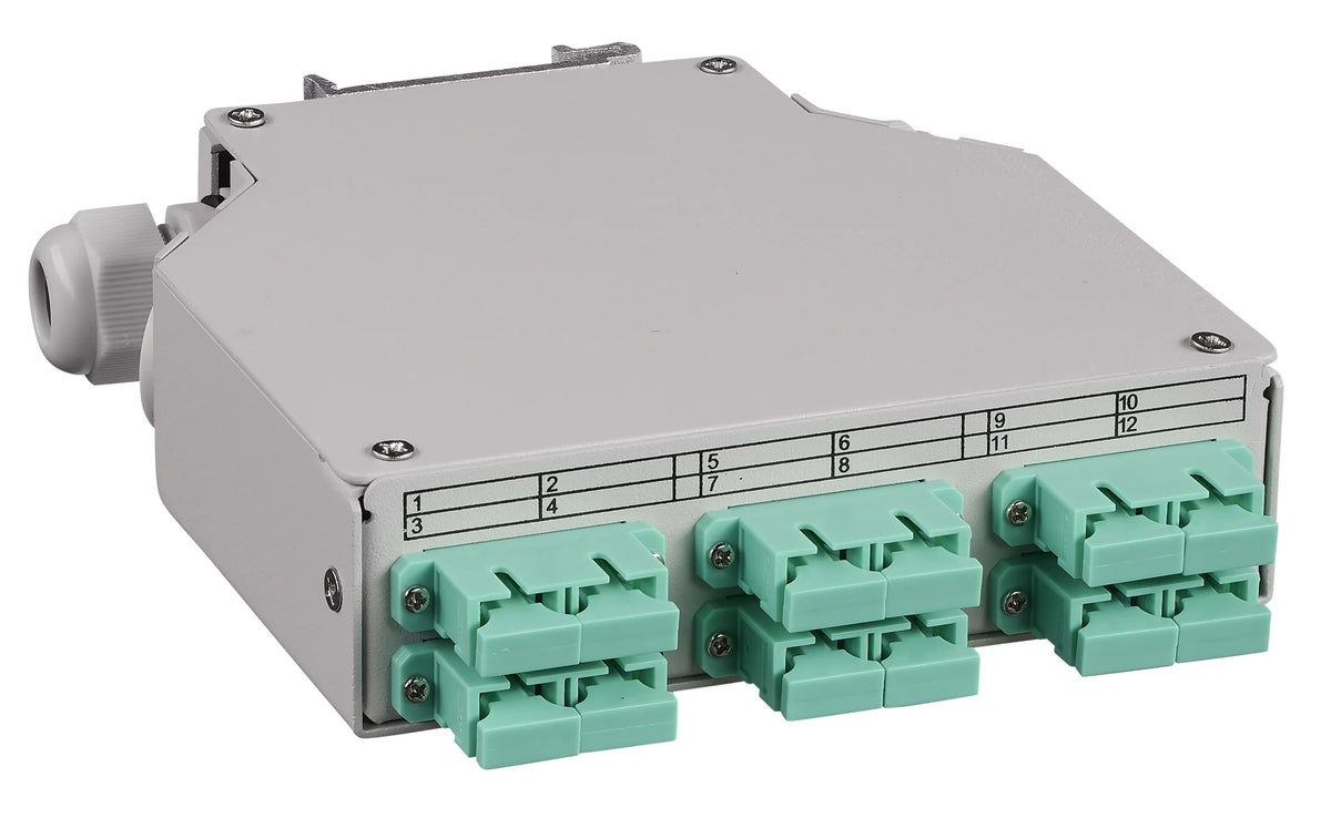 LWL Spleißbox für Hutschiene, 12 Fasern, SC 50/125µm OM3