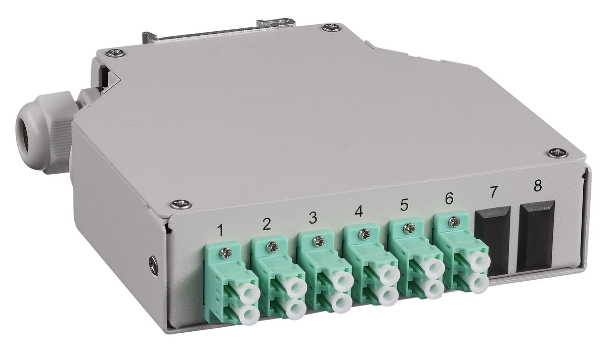 LWL Spleißbox für Hutschiene, 8 Fasern, LC 50/125µm OM3