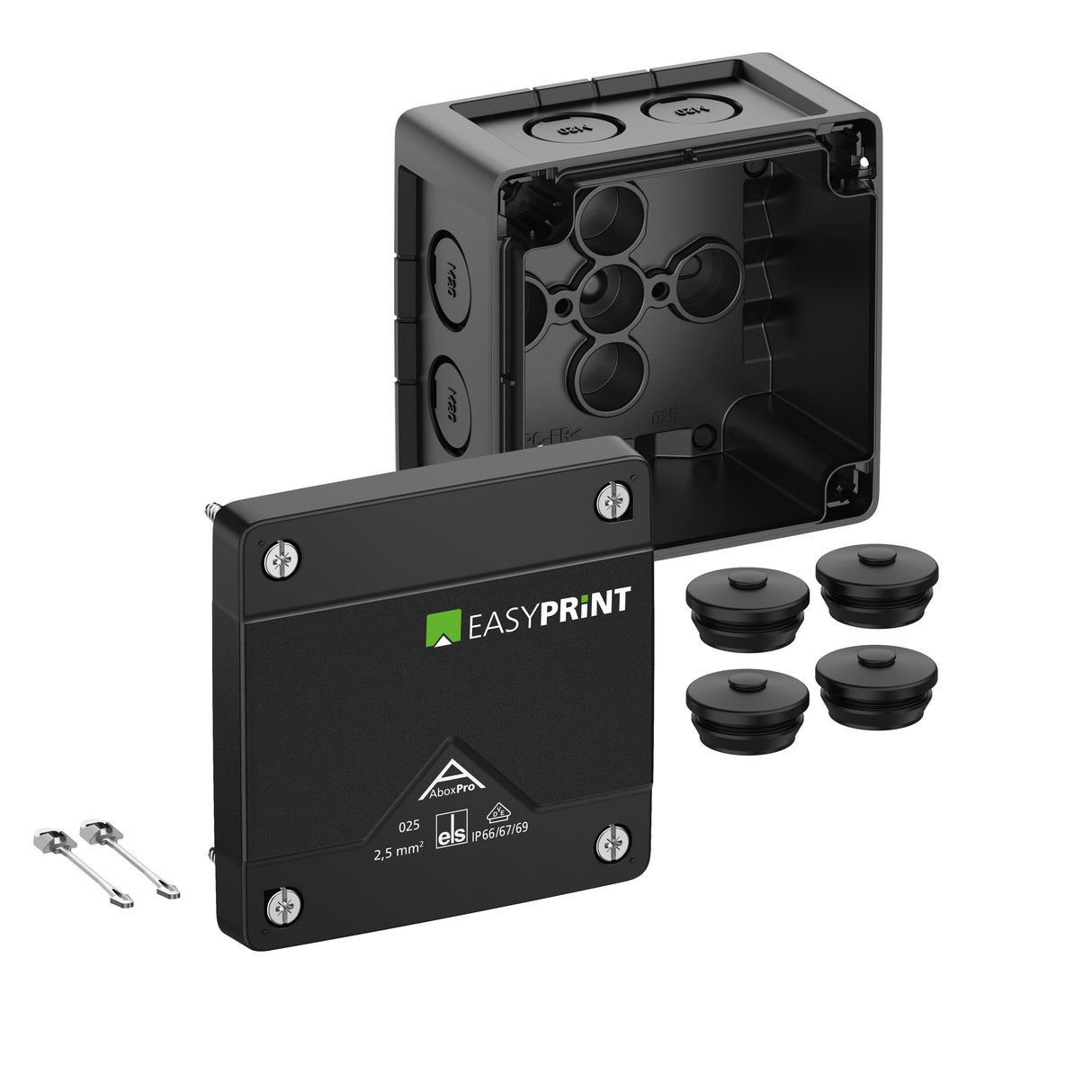 SPELSBERG Abzweigdose IP66/IP67/IP69 Kst Abox Pro 025-L/sw EasyPrint 2,5qmm hfr