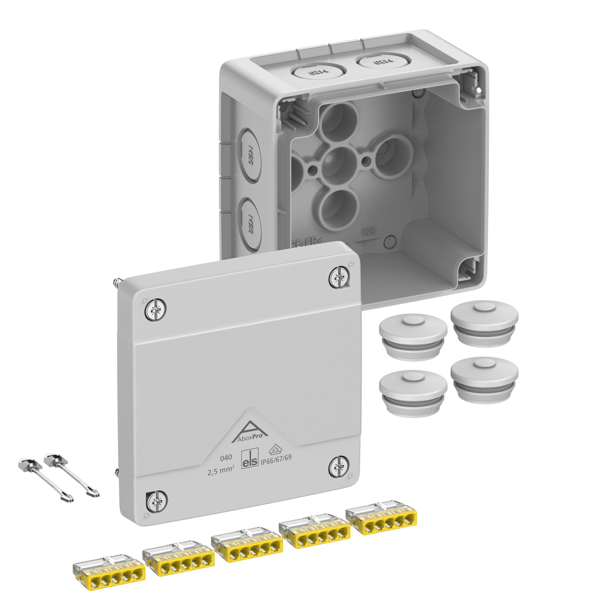 SPELSBERG Abzweigkasten 102x102mm Kst gr Abox Pro 040-2,5² IP66/IP67/IP69 IK09