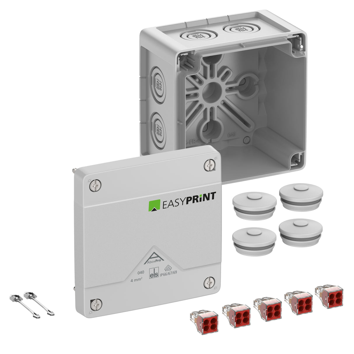 SPELSBERG Abzweigdose Steckkl 4qmm Kst Abox Pro 040-4² EasyPrint IP66/IP67/IP69