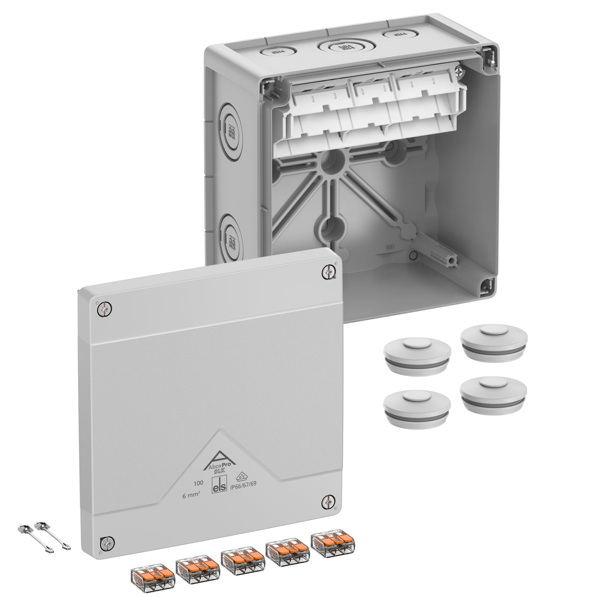 SPELSBERG Abzweigkasten 152x152mm Kst gr Abox Pro SLK-6² IP66/IP67/IP69 IK09 hfr