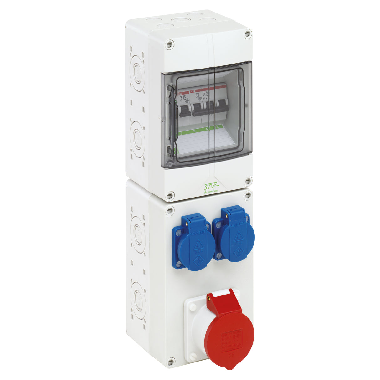 SPELSBERG CEE-Kombi Kst gr IP44 2Steckd STV 512-K 1x16A5p400V LS-Schalter