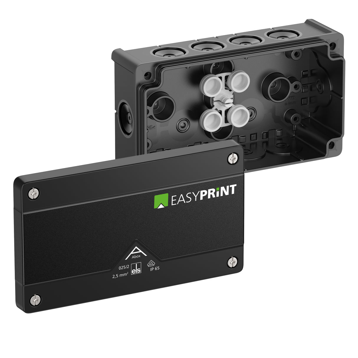 SPELSBERG Abzweigdose IP66 2,5qmm Kst Abox 025/2-L/sw EasyPrint 87x152x52mm