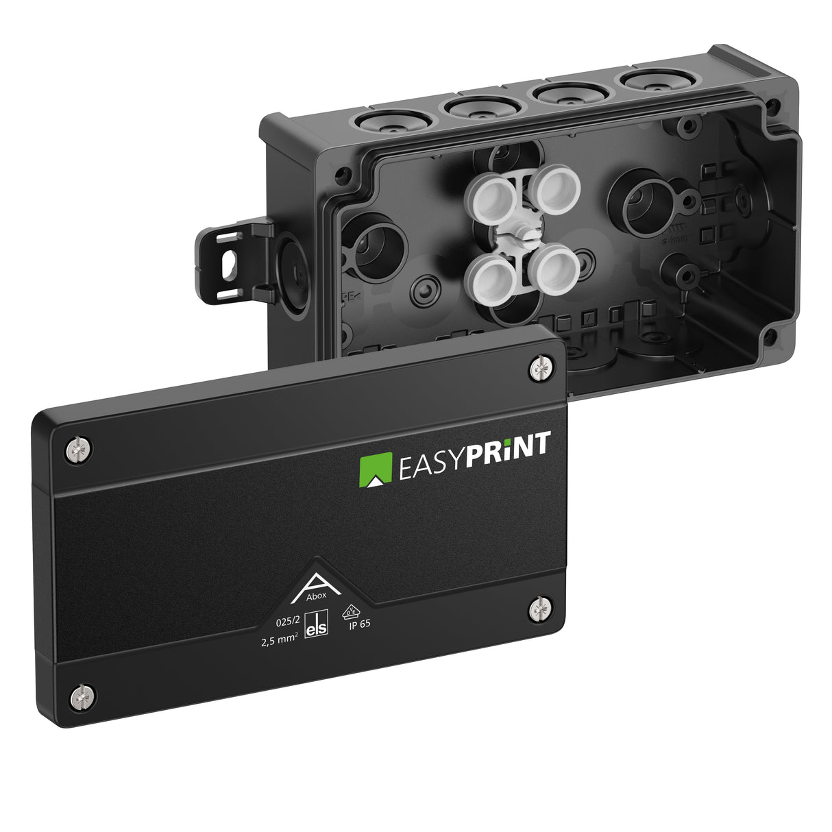 SPELSBERG Abzweigdose IP66 2,5qmm Kst Abox 025/2 AB-L/sw EasyPrint 87x152x52mm