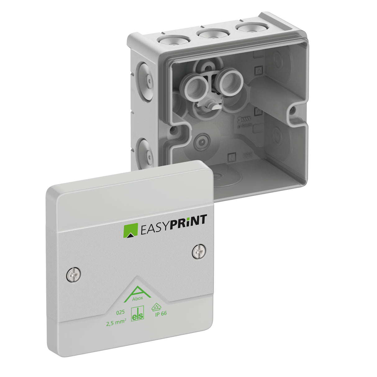 SPELSBERG Abzweigdose IP66 2,5qmm Kst Abox 025-L EasyPrint 87x87x52mm quadrat