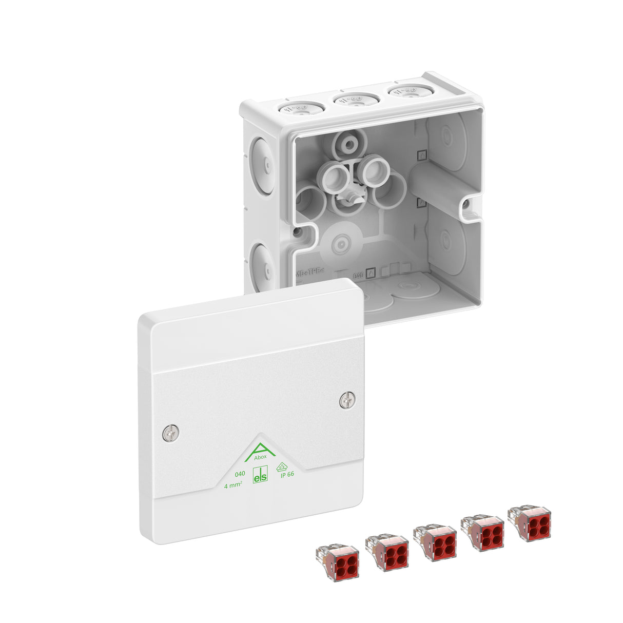SPELSBERG Abzweigkasten 102x102mm Kst ws Abox 040-4²/w IP66 IK07 hfr
