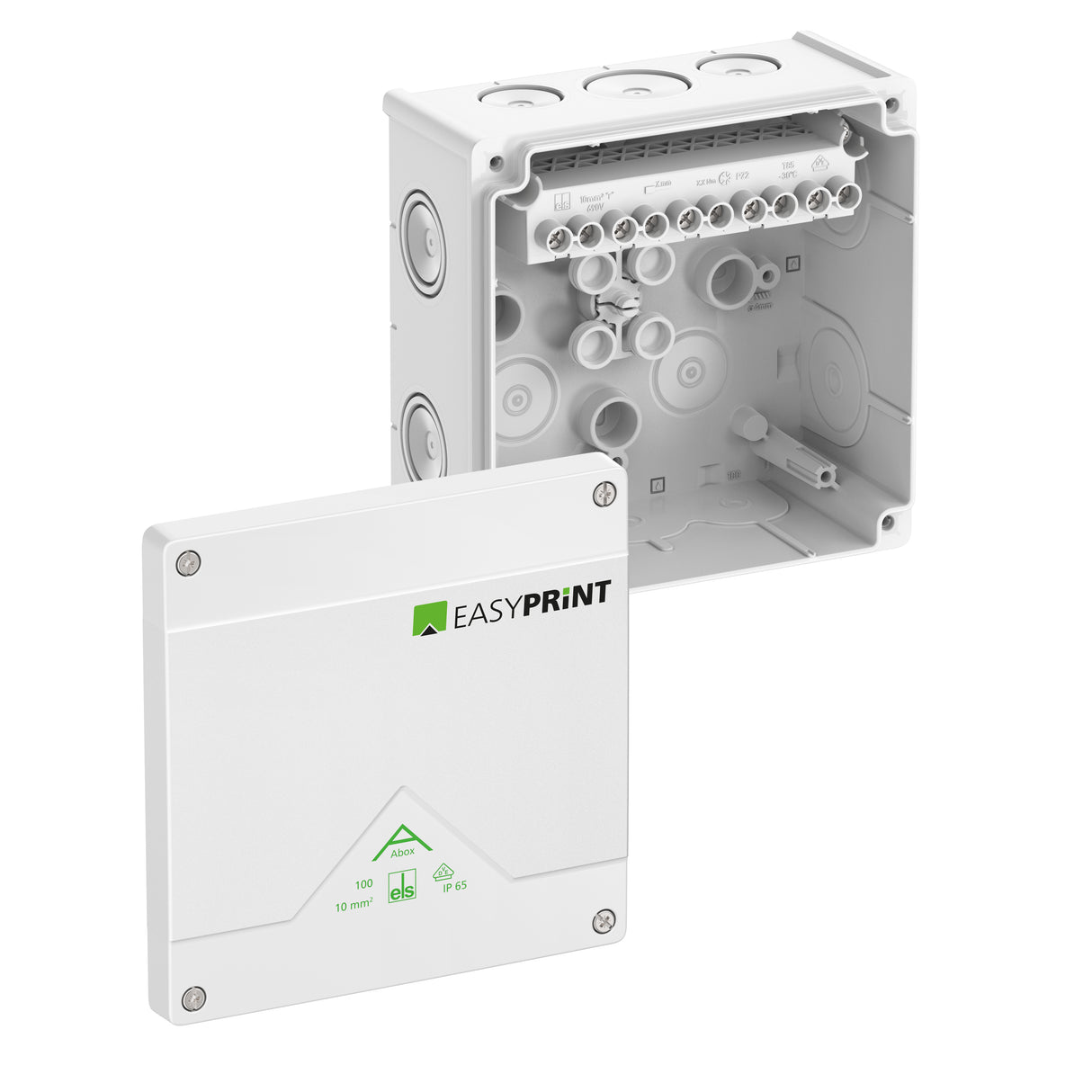 SPELSBERG Abzweigdose Schraubkl IP66 Kst Abox 100-10²/w EasyPrint 10qmm quadrat