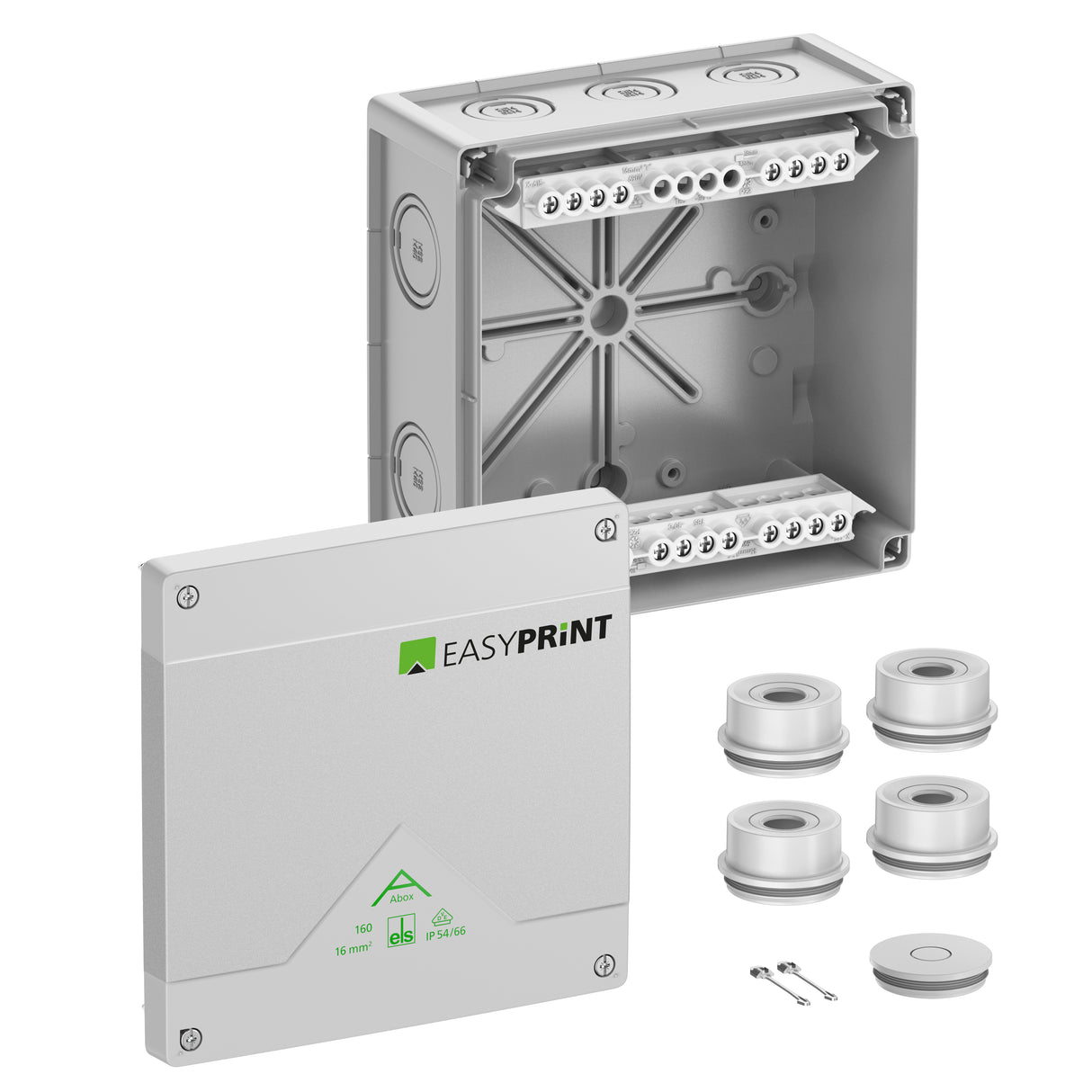 SPELSBERG Abzweigdose Schraubkl IP66 Kst Abox 160-16² EasyPrint 16qmm quadrat