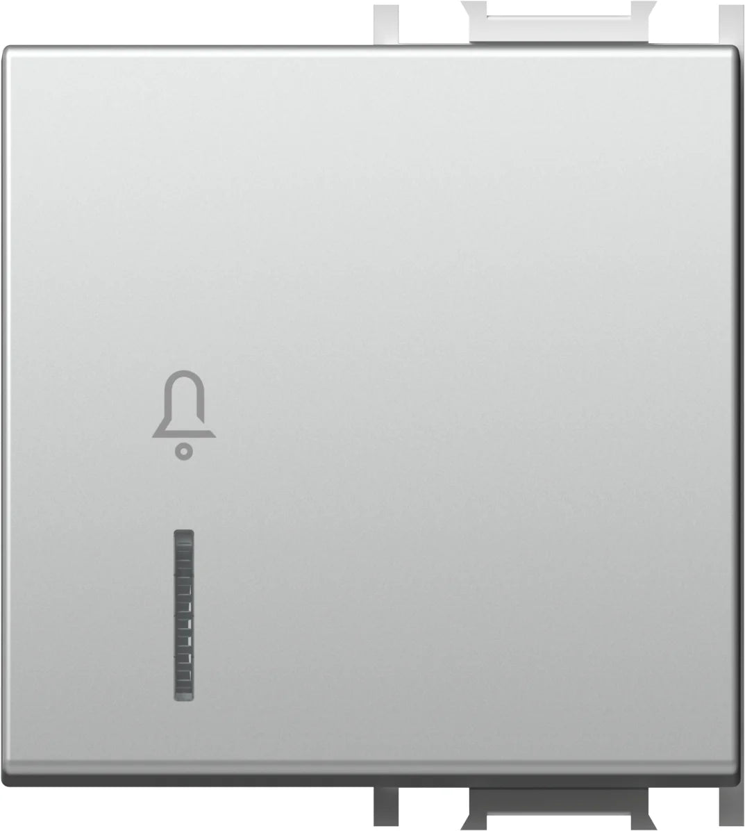 Schalterabdeckung mit Linse und Klingelsymbol 2M, silber (10er-Pack)