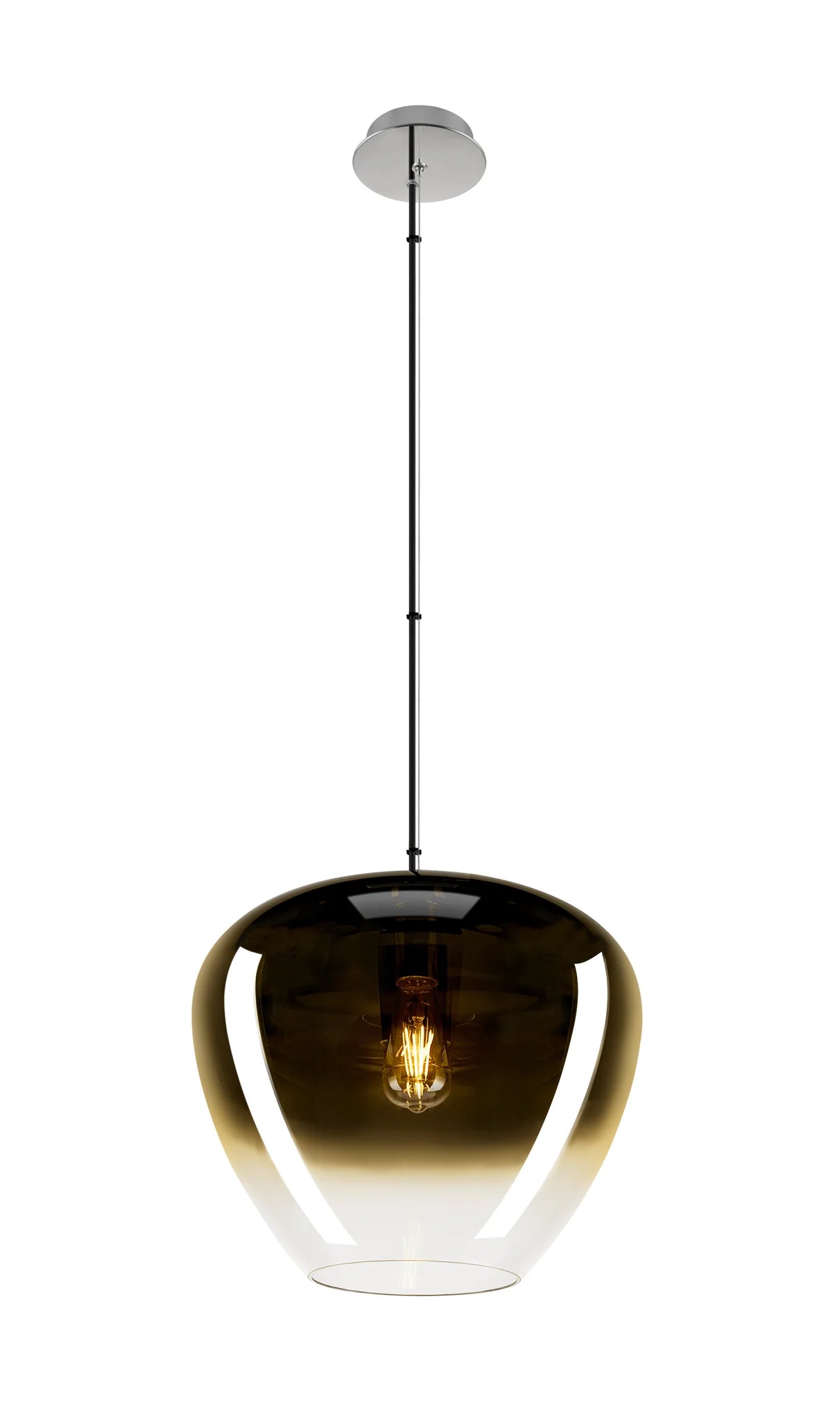 PANTILO CONVEX 40, Pendelleuchte, 150cm, E27, max. 40W, gold