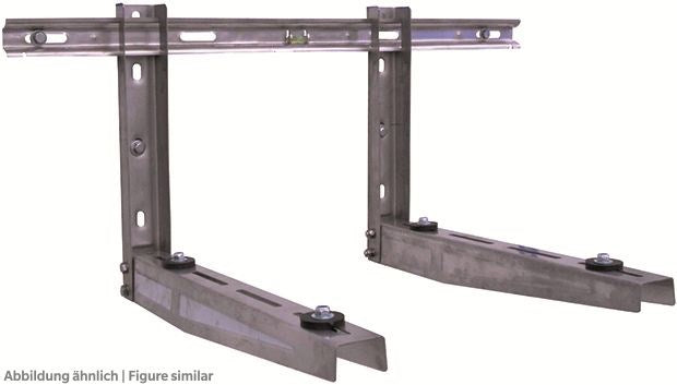 Schienenkonsole 272 aus Edelstahl B800xT520mm, max. 2x80kg, inkl. Zubehör