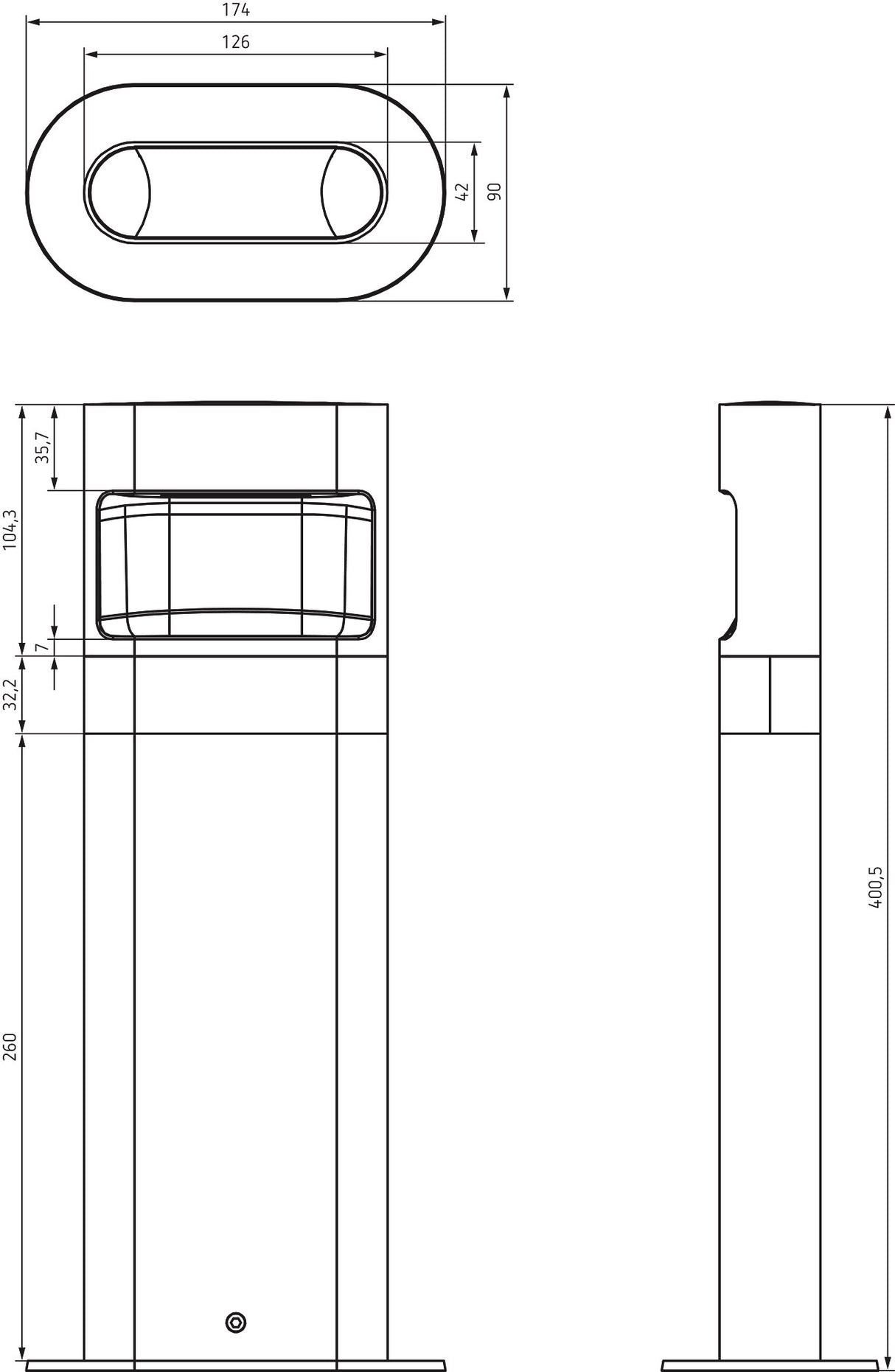 THEBEN LED-Pollerleuchte 8,5W IP55 3000K theLeda D BL AL 760lm alu alu Gl_opal