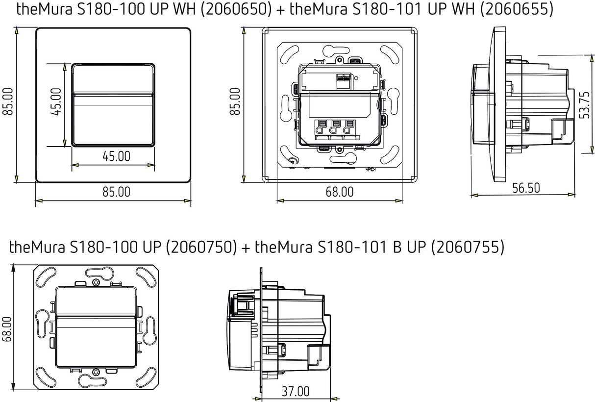 THEBEN Bewegungsmelder 0-180° UP ws BWM theMura S180 Slave B UP IP20
