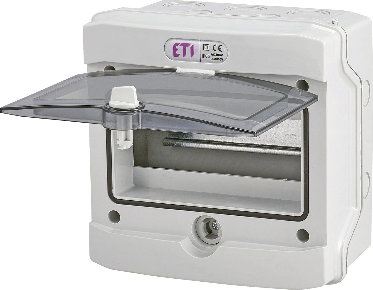 ETI Kleinverteiler AP 1x8TE Kst IP65 ECH-8G 202x201x120mm DIN-Schiene