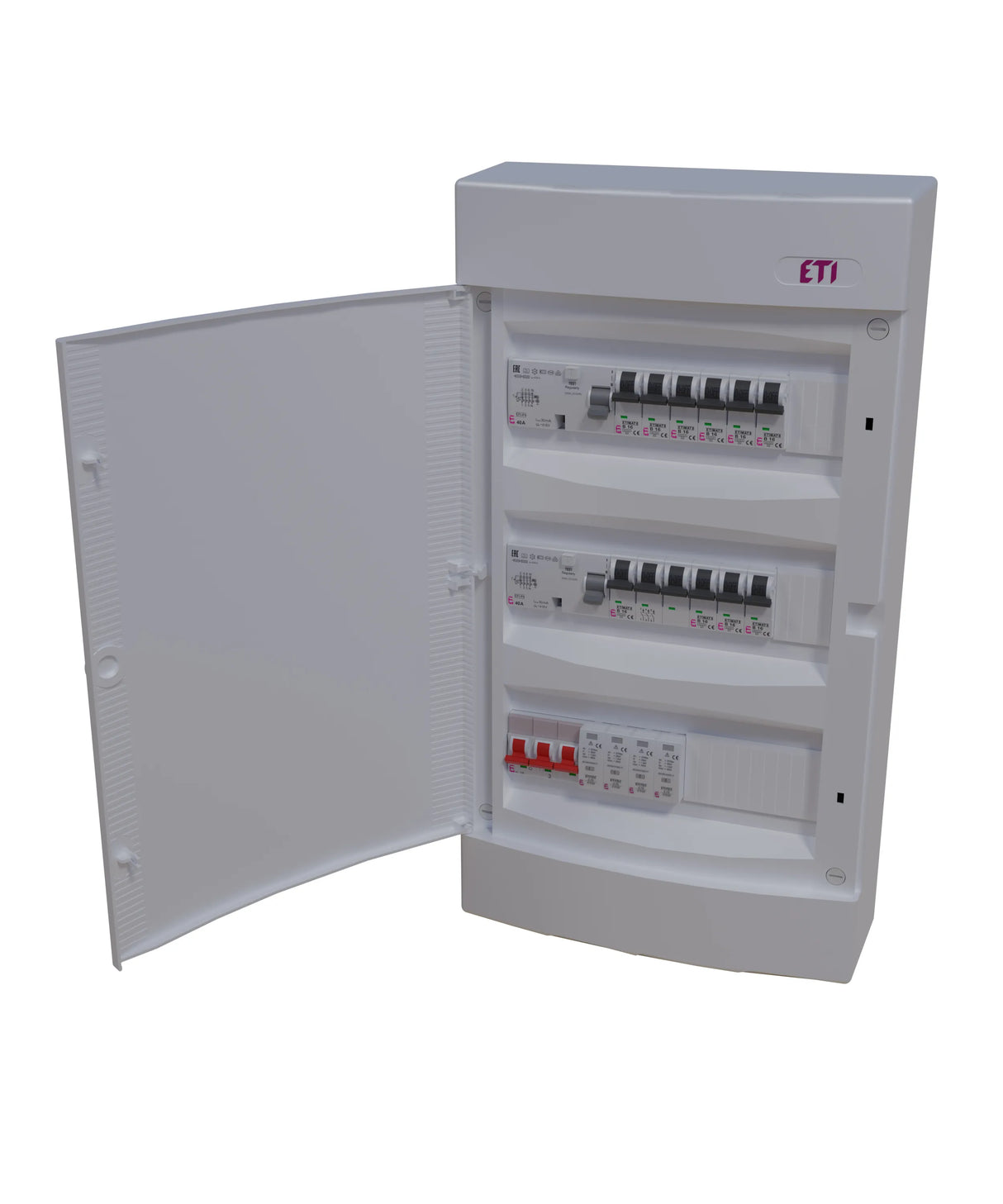 ETI Kleinverteiler bestückt 310x502x96mm AP3 L S 2FI 1x3B16 13xB16 63A Kst IP40