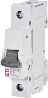 ETI Leitungsschutzschalter AC B 6A 0+N P6, 1-polig, B/6, 6kA 240V 1TE 50-60Hz