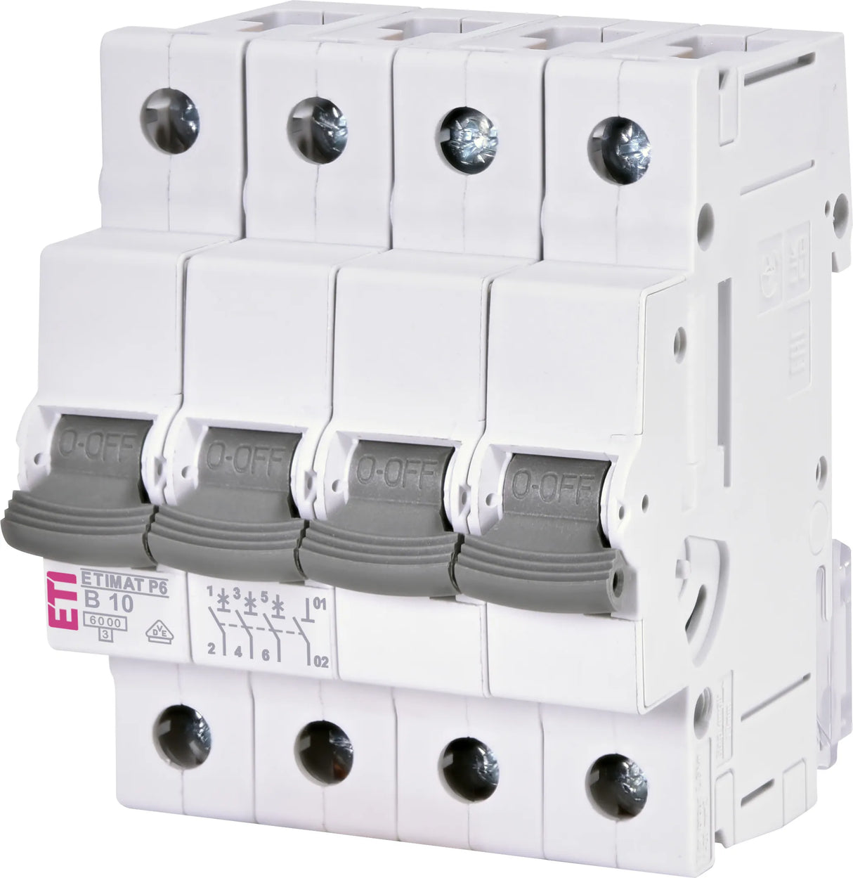 ETI Leitungsschutzschalter AC B 10A 3+N P6, 3-polig+N, B10, 6kA 415V 4TE IP20