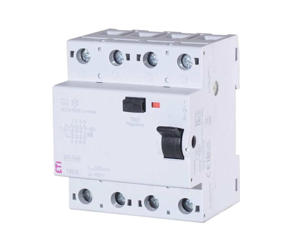 ETI FI-Schutzschalter A 4p 400V 100A 4TE EFI-4 A 100/0.3 0,3A REG 10kA