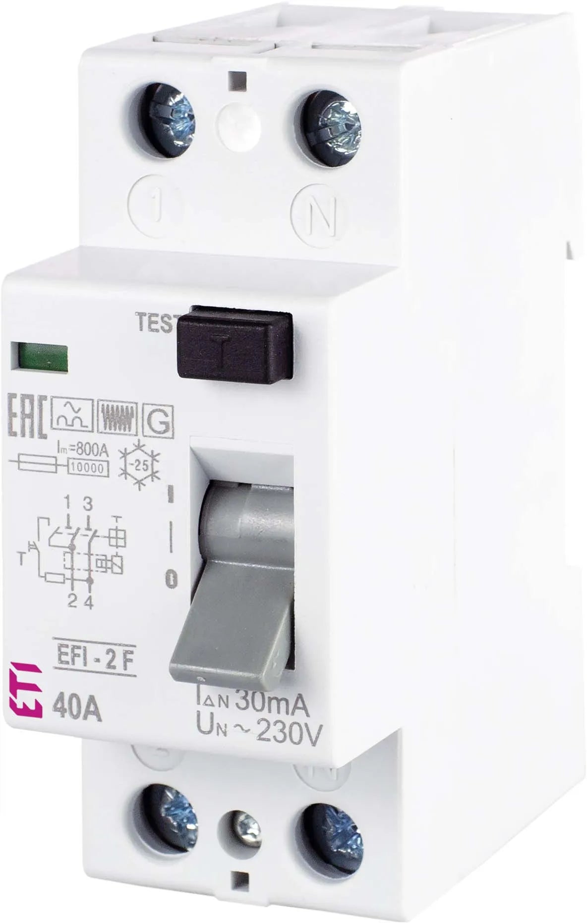 ETI FI-Schutzschalter F 2p 230V 40A 30A EFI 2 F Typ 40/0,03 2TE REG 10kA