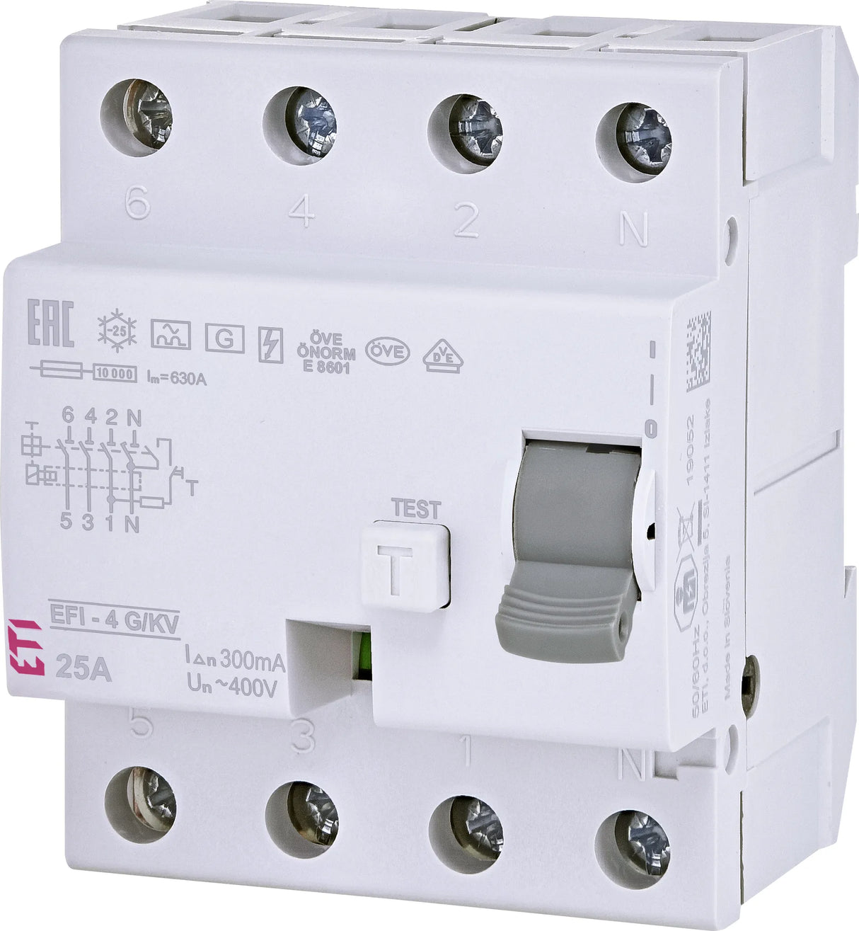 ETI FI-Schutzschalter A 4p 400V 25A 0,3A EFI-4 A G/KV 25/0.3 4TE REG 10kA