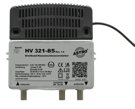 1 GHz Breitbandverstärker 27 dB / 101 dBuV Vorweg