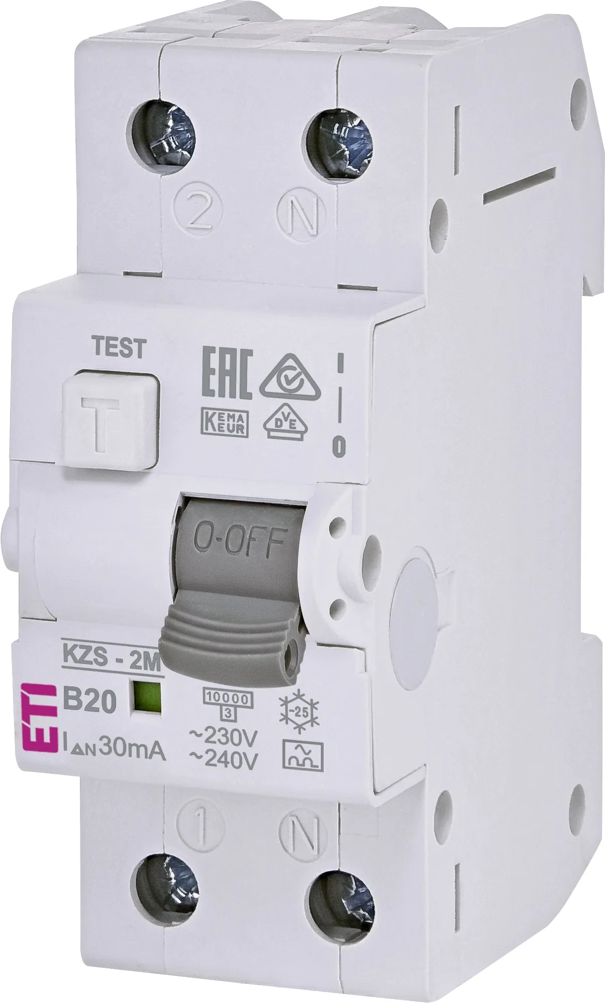 ETI FI-Schutzschalter A 2p 230V 20A 2TE KZS-2M A B20/0.03 0,03A REG 10kA
