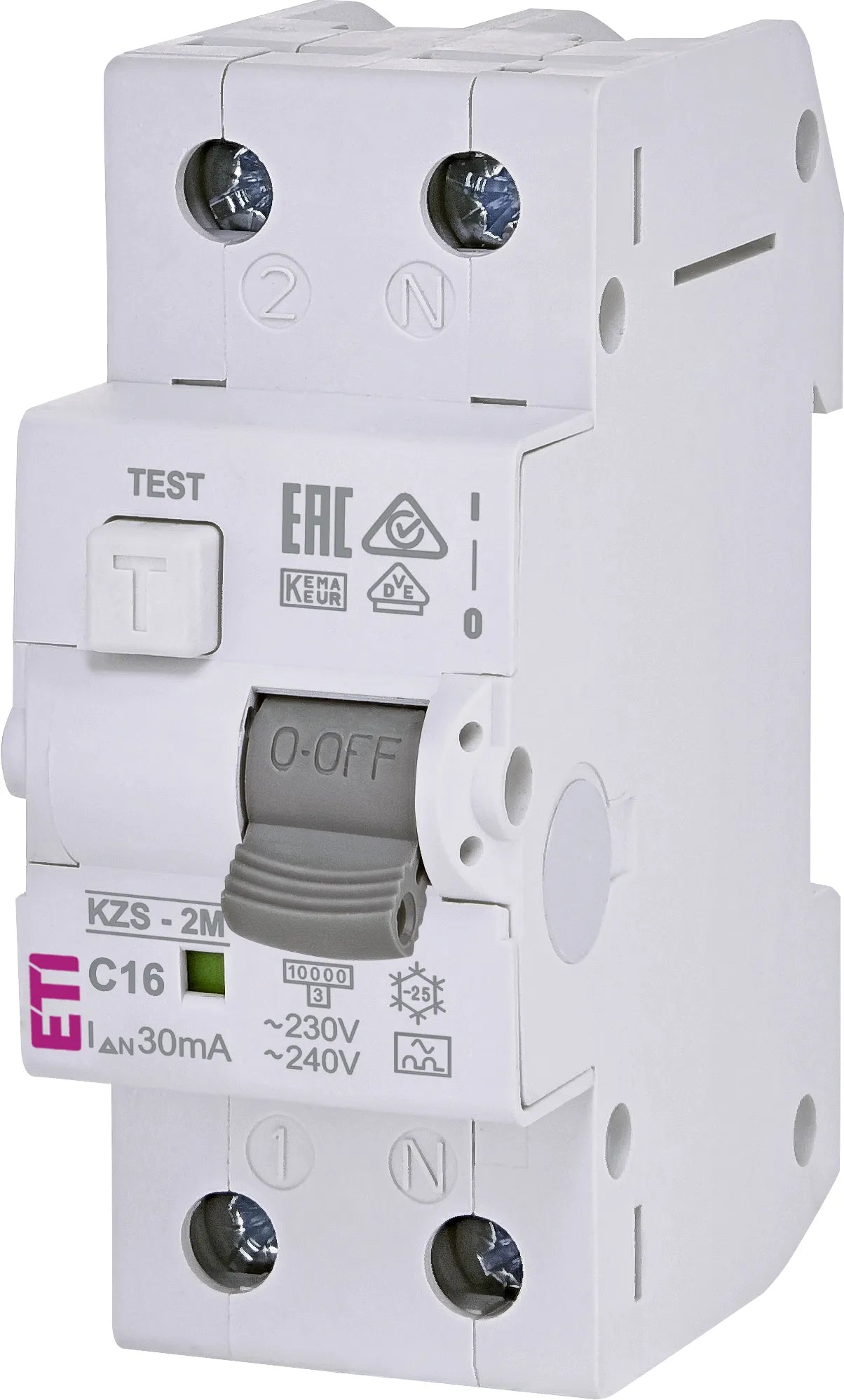 ETI FI-Schutzschalter A 2p 230V 16A 2TE KZS-2M A C16/0.03 0,03A REG 10kA