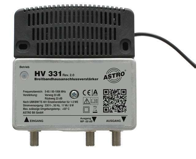 1 GHz Breitbandverstärker 33 dB / 100 dBuV Vorweg