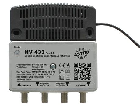 1 GHz Breitbandverstärker 41 dB / 108 dBuV Vorweg