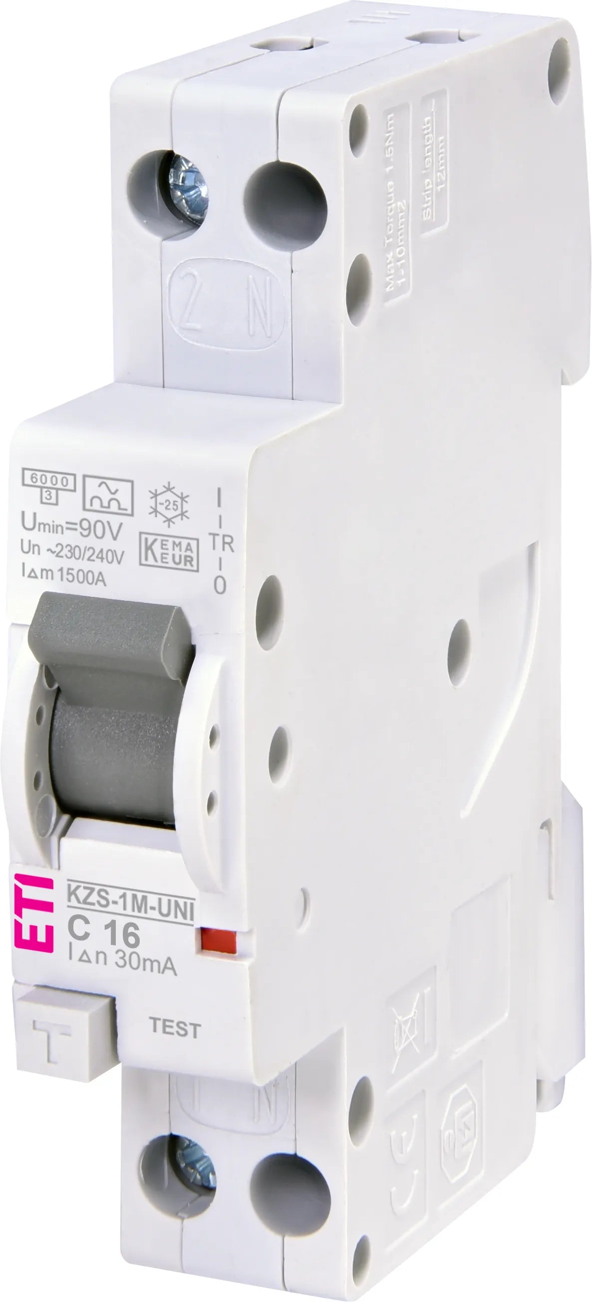 ETI FI/LS-Schutzschalter C16 1p+N 0,03A KZS-1M, A-Typ, Charakteristik C/16A A