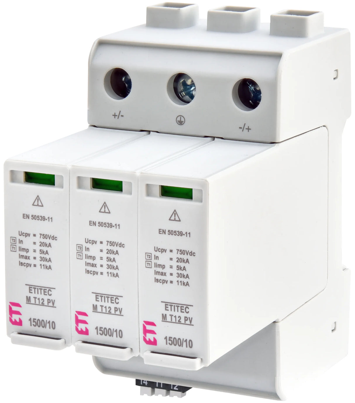 ETI Kombi-Ableiter TS35 3p 1500VDC 3,8kV ETITEC M T12 PV 1500/10 Y RC Fernsign