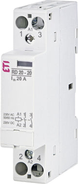 ETI Installationsrelais 1TE elektr REG RD 20-20-230V AC/DC 2S 10-230V/UC 20A
