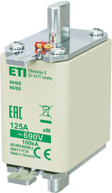 ETI NH-Sicherungseinsatz 125A NH00 aM NH00 125A, 690V, aM 690VAC Stirnk