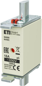 ETI NH-Sicherungseinsatz 16A NHC00 gG NH 00C 16A, 690V, gG, Kombi 690VAC