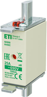 ETI NH-Sicherungseinsatz 25A NHC00 aM NH000 aM 25A/690V 690VAC Kombik