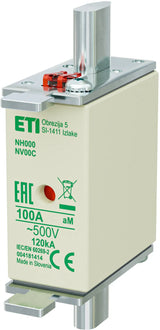 ETI NH-Sicherungseinsatz 100A NHC00 aM NH000 aM 100A/500V 500VAC Kombik