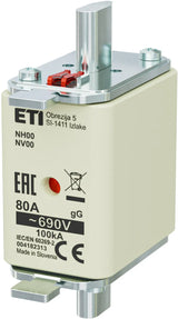 ETI NH-Sicherungseinsatz 80A NH00 690VAC NH 00 80A, 690V, gG, Kombi gG Kombik