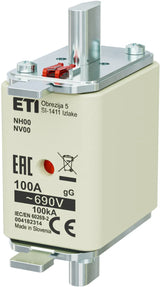 ETI NH-Sicherungseinsatz 100A NH00 gG NH 00 100A, 690V, gG, Kombi 690VAC