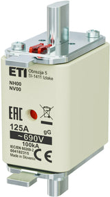 ETI NH-Sicherungseinsatz 125A NH00 gG NH 00 125A, 690V, gG, Kombi 690VAC
