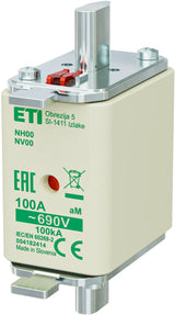 ETI NH-Sicherungseinsatz 100A NH00 aM NH00 aM 100A/690V 690VAC Kombik