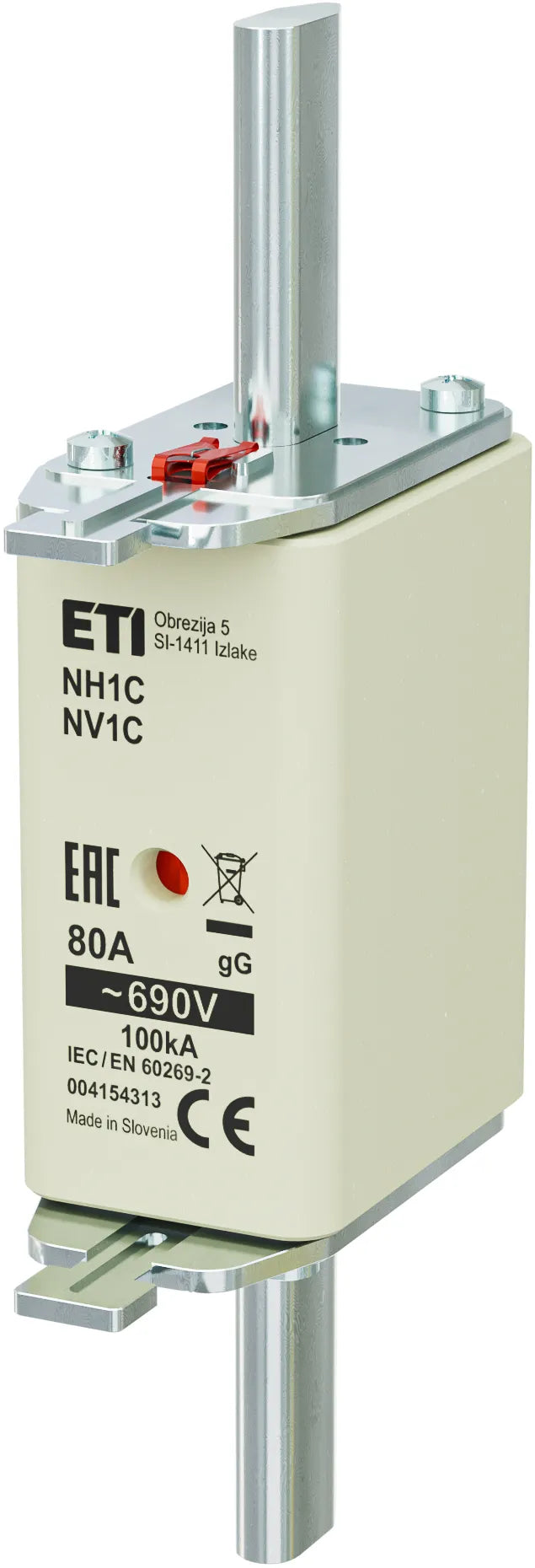 ETI NH-Sicherungseinsatz 80A NH1C 690VAC NH 1C 80A, 690V, gG, Kombi gG Kombik