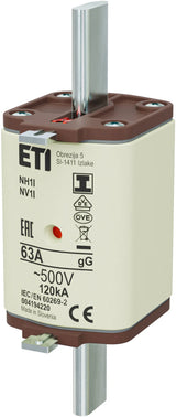 ETI NH-Sicherungseinsatz 63A NH1 500VAC NH1/I gG 63A/500V gG Kombik